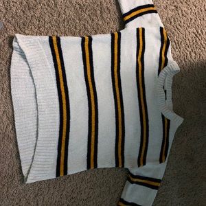 Blue, yellow, and white sweater